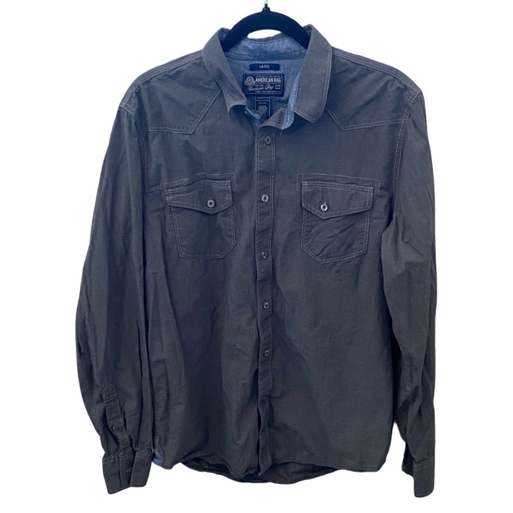 American Rag Charcoal Gray Button-Up Shirt. Size L. 100% Cotton.